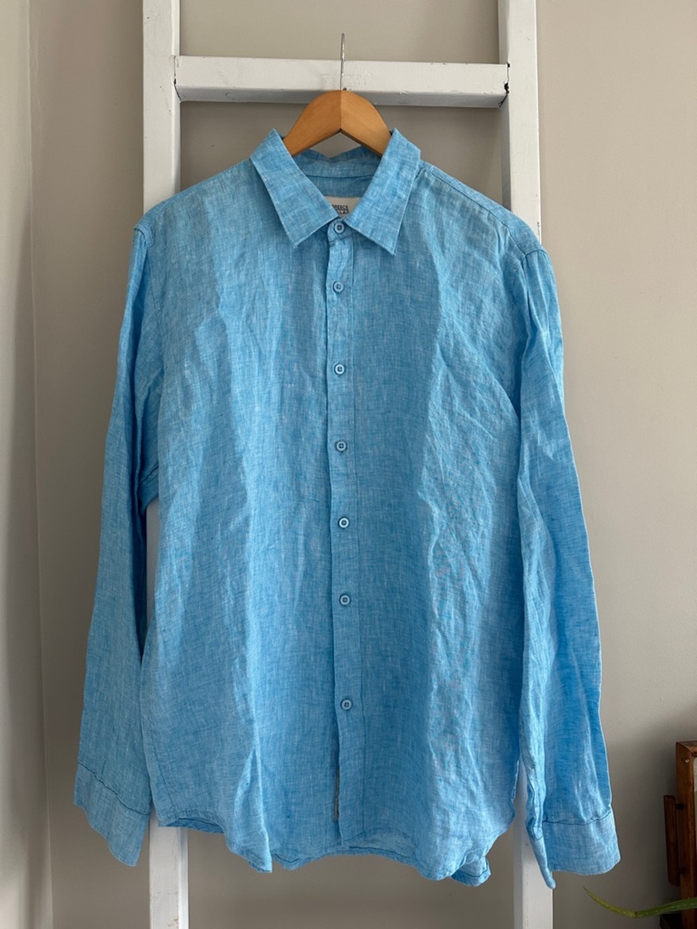 Men’s Greece Hellas BigBang 100% Linen Long Sleeve Button Down Shirt